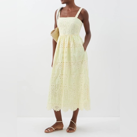 BORGO DE NOR
NINET BRODERIE ANGLAISE MAXI DRESS IN YELLOW size 6 US - Picture 3 of 13